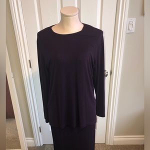 Picadilly Fashion Dark Purple Long Sleeve Top and Skirt